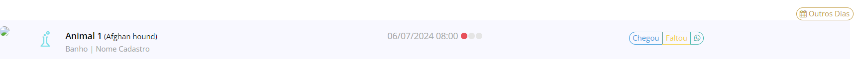 Exemplo de registro previsto para chegar no dia